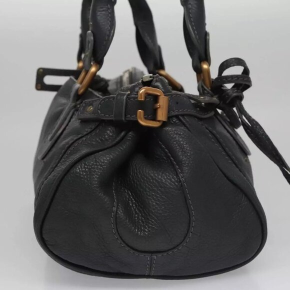 Chloe Paddington Hand Bag Leather Navy Gold Silver Auth - Picture 11 of 16